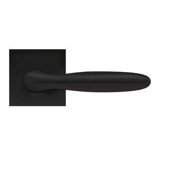 Karcher Corfu Privacy Lever with Square Plan Design Rosette-2 ¾″ Backset in Cosmos Black finish