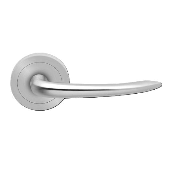 Karcher Jersey Passage Lever with Round 3 Piece Rosette-2 ⅜″ Backset in Satin Stainless Steel finish