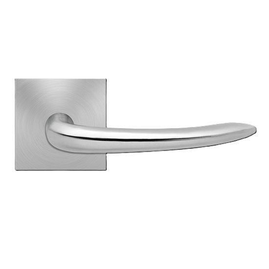 Karcher Jersey Passage Lever with Square Plan Design Rosette-2 ¾″ Backset in Satin Stainless Steel finish