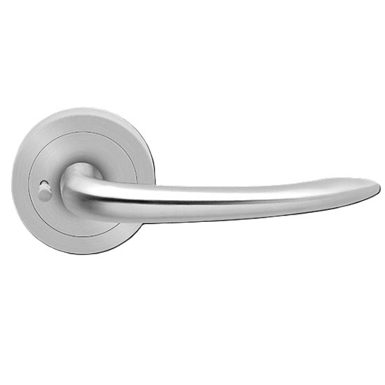 Karcher Jersey Privacy Lever with Round 3 Piece Rosette-2 ⅜″ Backset in Satin Stainless Steel finish