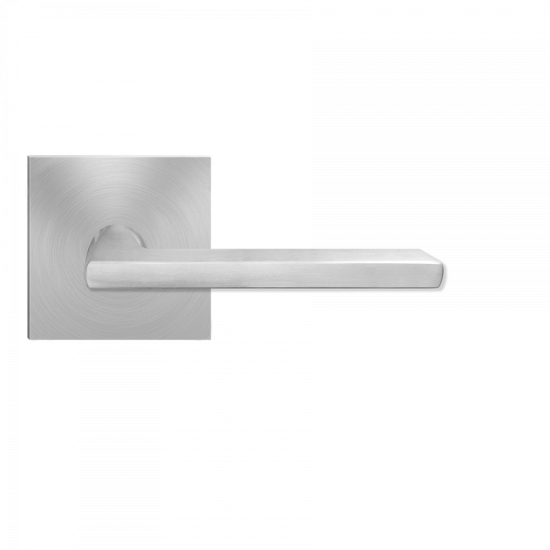 Karcher Montana Passage Lever with Square Plan Design Rosette-2 ¾″ Backset in Satin Stainless Steel finish