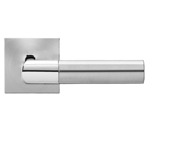 Karcher Oregon Dummy Lever with Square Plan Design Rosette in Polished and Satin Stainless Steel finish