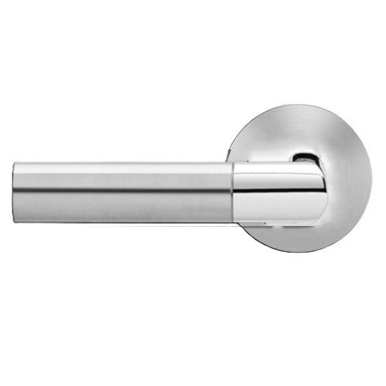 Karcher Oregon Left Handed Half Dummy Lever with Round Plan Design Rosette in Polished and Satin Stainless Steel finish