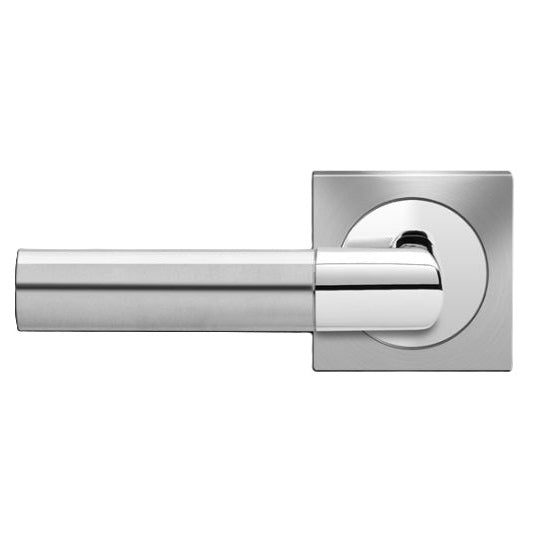 Karcher Oregon Left Handed Half Dummy Lever with Square 3 Piece Rosette in Polished and Satin Stainless Steel finish