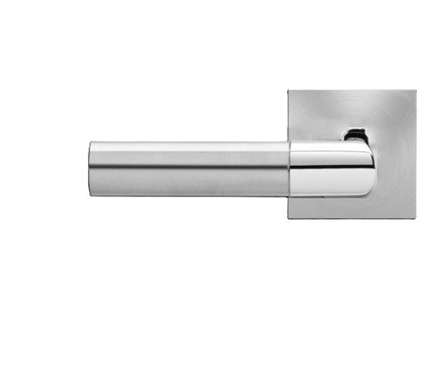 Karcher Oregon Left Handed Half Dummy Lever with Square Plan Design Rosette in Polished and Satin Stainless Steel finish