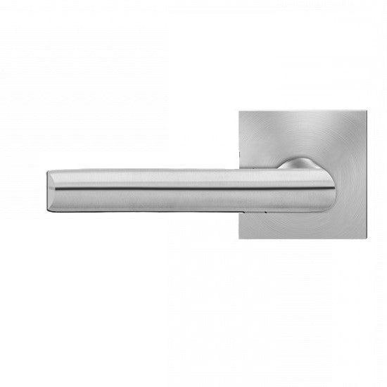 Karcher Paris Left Handed Half Dummy Lever with Square Plan Design Rosette in Satin Stainless Steel finish