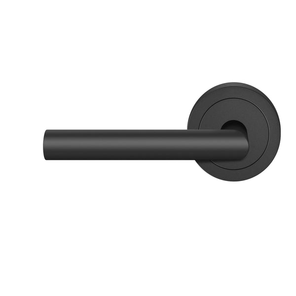 Karcher Rhodos Left Handed Half Dummy Lever with Round 3 Piece Rosette in Cosmos Black finish