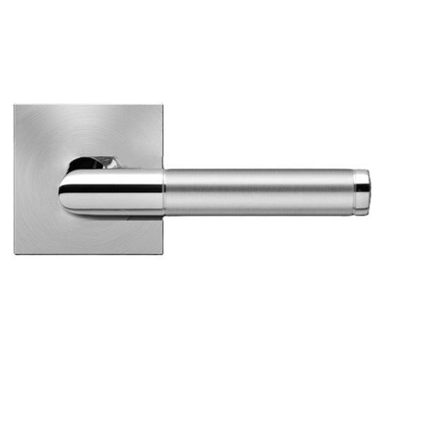 Karcher Rio Steel Dummy Lever with Square Plan Design Rosette in Polished and Satin Stainless Steel finish