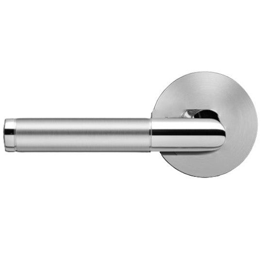 Karcher Rio Steel Left Handed Half Dummy Lever with Round Plan Design Rosette in Polished and Satin Stainless Steel finish