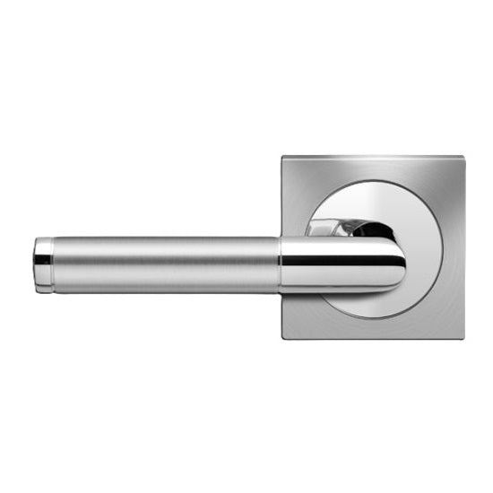 Karcher Rio Steel Left Handed Half Dummy Lever with Square 3 Piece Rosette in Polished and Satin Stainless Steel finish