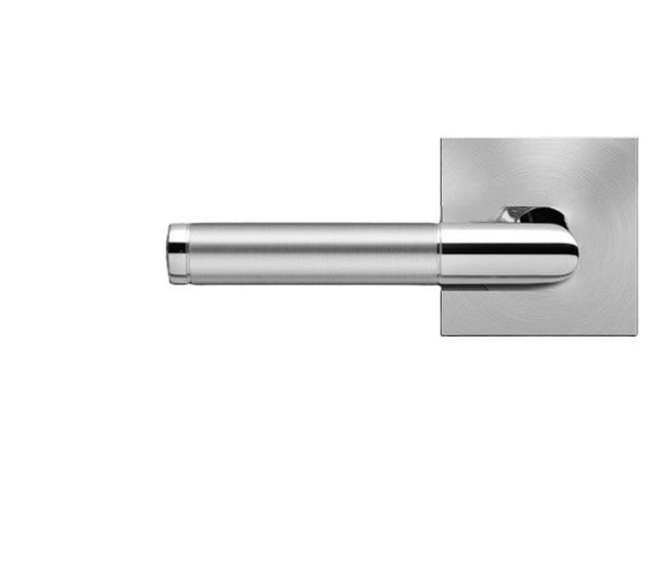 Karcher Rio Steel Left Handed Half Dummy Lever with Square Plan Design Rosette in Polished and Satin Stainless Steel finish