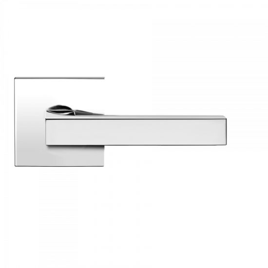 Karcher Seattle Passage Lever with Square Plan Design Rosette-2 ¾″ Backset in Polished Stainless Steel finish