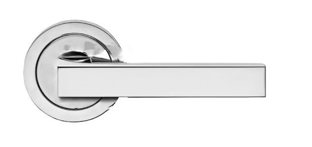 Karcher Seattle Privacy Lever with Round 3 Piece Rosette-2 ¾″ Backset in Polished Stainless Steel finish