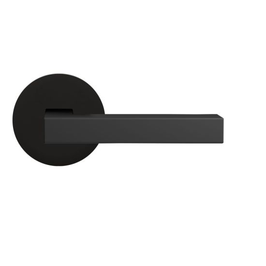 Karcher Seattle Privacy Lever with Round Plan Design Rosette-2 ¾″ Backset in Cosmos Black finish