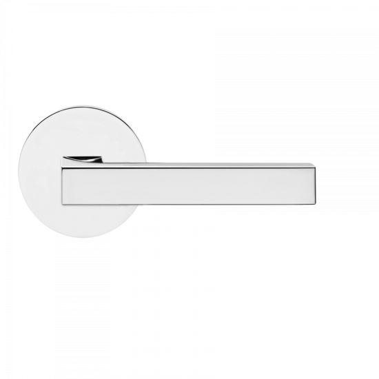 Karcher Seattle Privacy Lever with Round Plan Design Rosette-2 ⅜″ Backset in Polished Stainless Steel finish