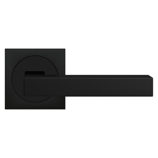 Karcher Seattle Privacy Lever with Square 3 Piece Rosette-2 ¾″ Backset in Cosmos Black finish