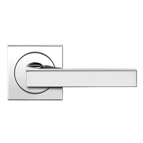 Karcher Seattle Privacy Lever with Square 3 Piece Rosette-2 ¾″ Backset in Polished Stainless Steel finish