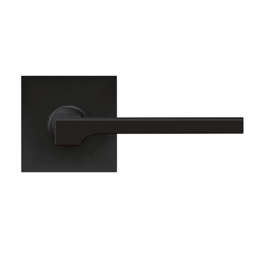 Karcher Soho Passage Lever with Plan Design Square Rosette-2 ¾″ Backset in Cosmos Black finish