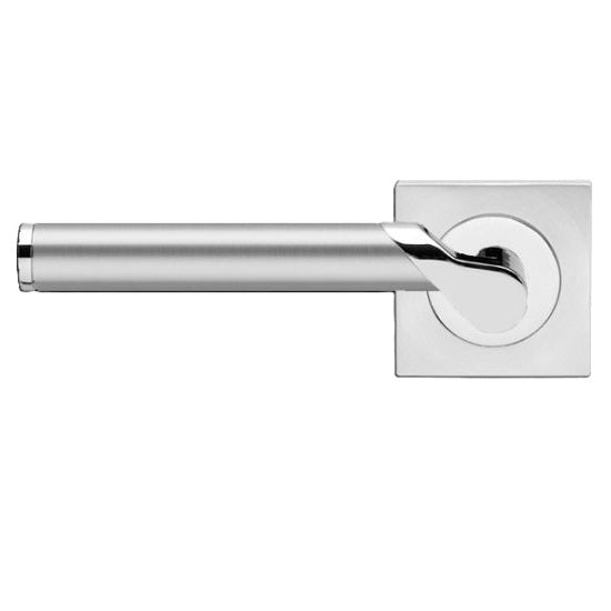 Karcher Starlight Left Handed Half Dummy Lever with Square 3 Piece Rosette in Chrome and Satin Stainless Steel finish