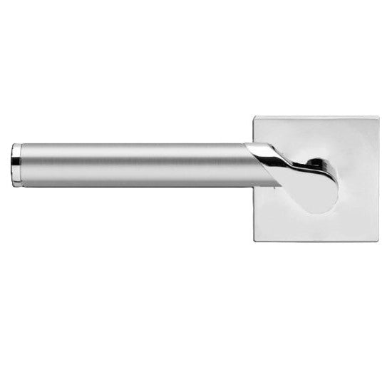 Karcher Starlight Left Handed Half Dummy Lever with Square Plan Design Rosette in Chrome and Satin Stainless Steel finish