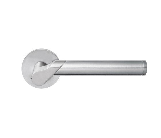 Karcher Starlight Privacy Lever with Round Plan Design Rosette-2 ¾″ Backset in Satin Nickel finish