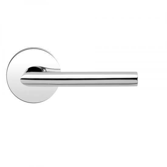 Karcher Verona Passage Lever with Round Plan Design Rosette-2 ¾″ Backset in Polished Stainless Steel finish
