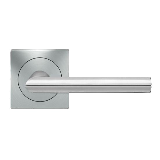 Karcher Verona Passage Lever with Square 3 Piece Rosette-2 ⅜″ Backset in Satin Stainless Steel finish