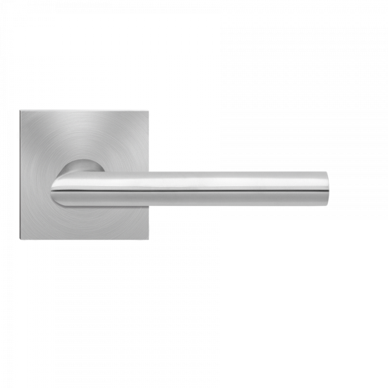 Karcher Verona Passage Lever with Square Plan Design Rosette-2 ⅜″ Backset in Satin Stainless Steel finish