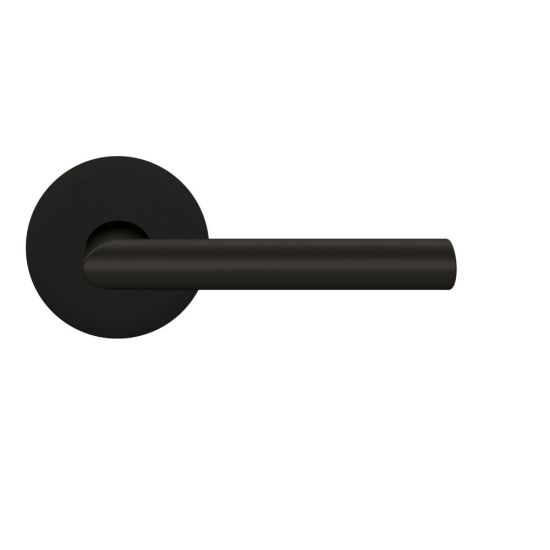 Karcher Verona Privacy Lever with Round Plan Design Rosette-2 ¾″ Backset in Cosmos Black finish