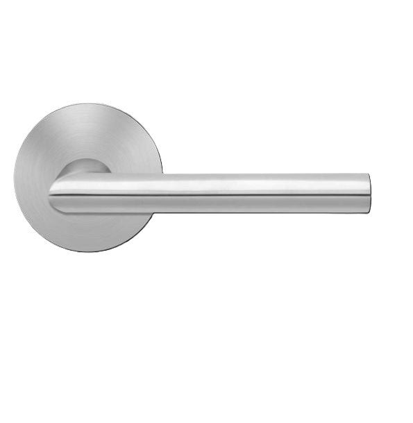 Karcher Verona Privacy Lever with Round Plan Design Rosette-2 ¾″ Backset in Satin Stainless Steel finish