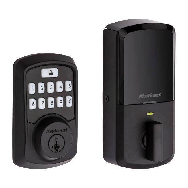 Kwikset Aura Bluetooth Keypad Electronic Deadbolt in Matte Black finish