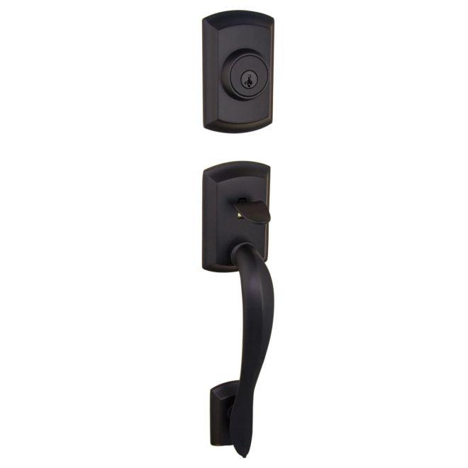 Kwikset Avalon Single Cylinder Exterior Handleset With SmartKey - Interior Trim Sold Separately in Matte Black finish