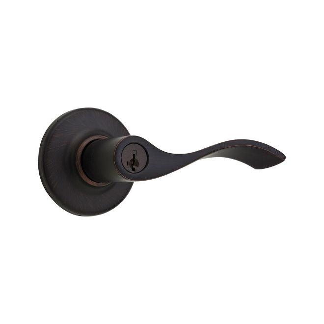 The Kwikset Balboa Lever Entry Door Lock With SmartKey in Venetian Bronze finish