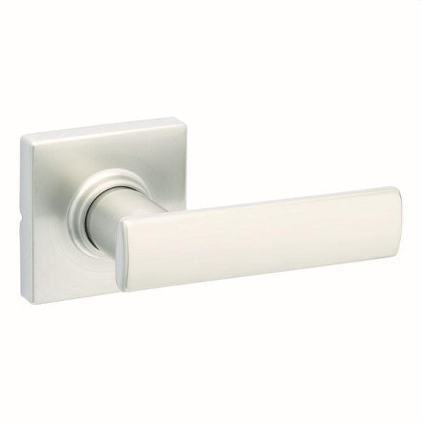 Kwikset Breton Passage Lever With Square Rosette in Satin Nickel finish