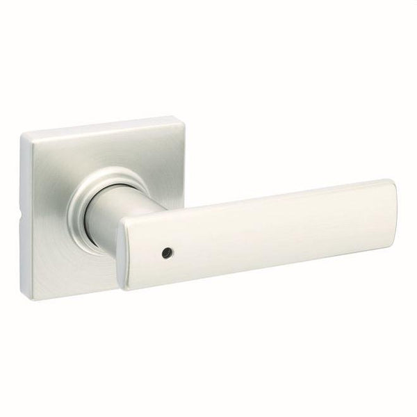 Kwikset Breton Privacy Door Lever With Square Rosette in Satin Nickel finish