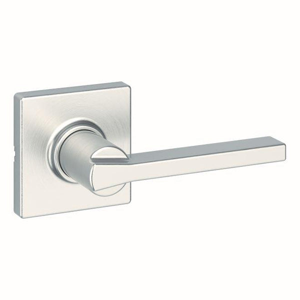 Kwikset Casey Passage Lever With Square Rosette in Satin Nickel finish