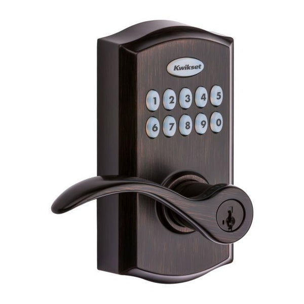 Kwikset Commercial Grade Electronic Smartcode Pembroke Lever Lock With SmartKey in Venetian Bronze finish