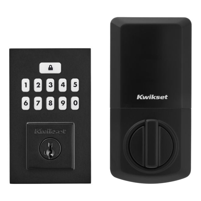 Kwikset Contemporary SmartCode Keypad Electronic Deadbolt SmartKey in Matte Black finish