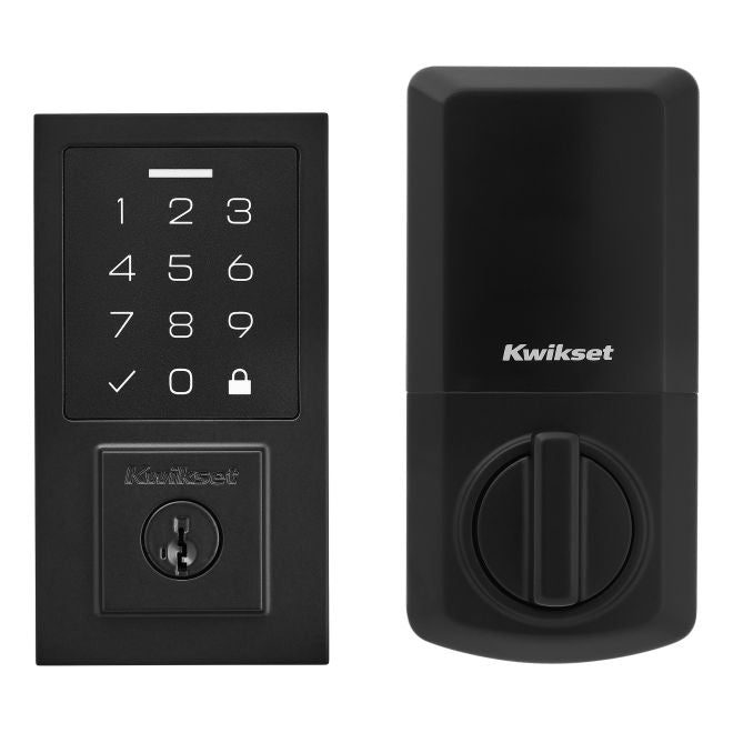 Kwikset Contemporary SmartCode Touchpad Electronic Deadbolt SmartKey in Matte Black finish