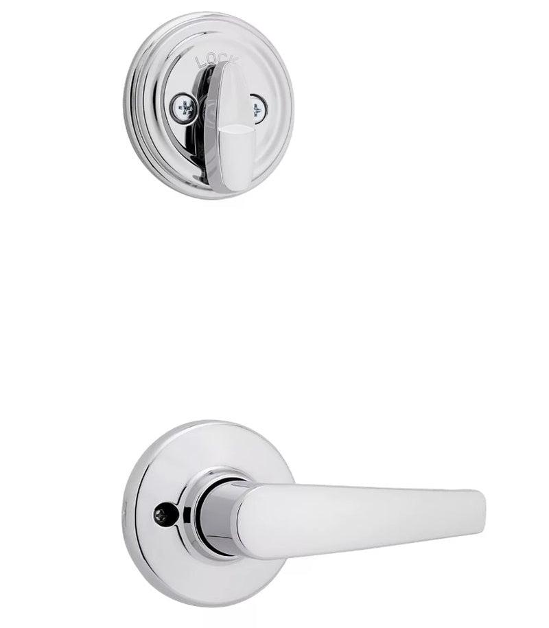 Kwikset Delta Lever Interior Single Cylinder Handleset Trim - Exterior Trim Sold Separately in Polished Chrome finish