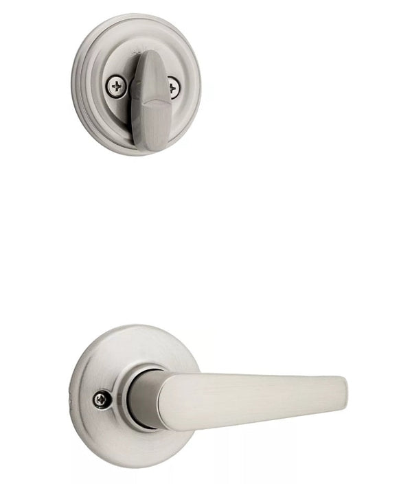 Kwikset Delta Lever Interior Single Cylinder Handleset Trim - Exterior Trim Sold Separately in Satin Nickel finish