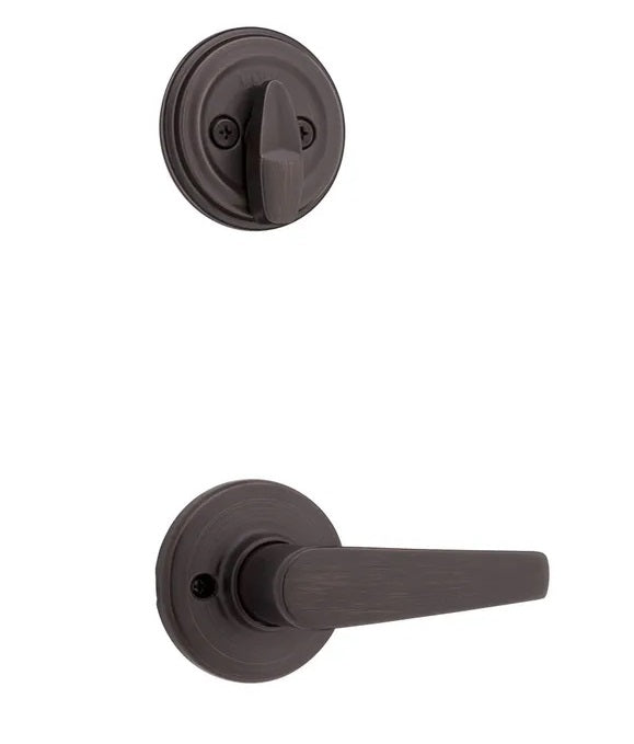 Kwikset Delta Lever Interior Single Cylinder Handleset Trim - Exterior Trim Sold Separately in Venetian Bronze finish