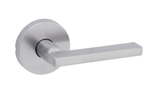 Kwikset Halifax Passage Lever With Round Rosette in Satin Chrome finish