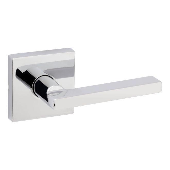 Kwikset Halifax Passage Lever with Square Rosette in Polished Chrome finish