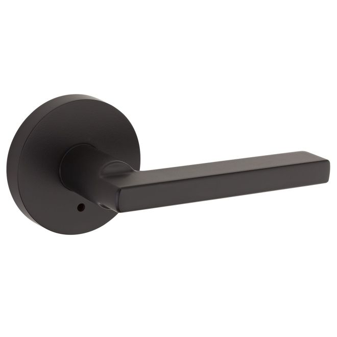 Kwikset Halifax Privacy Door Lever With Round Rosette in Matte Black finish