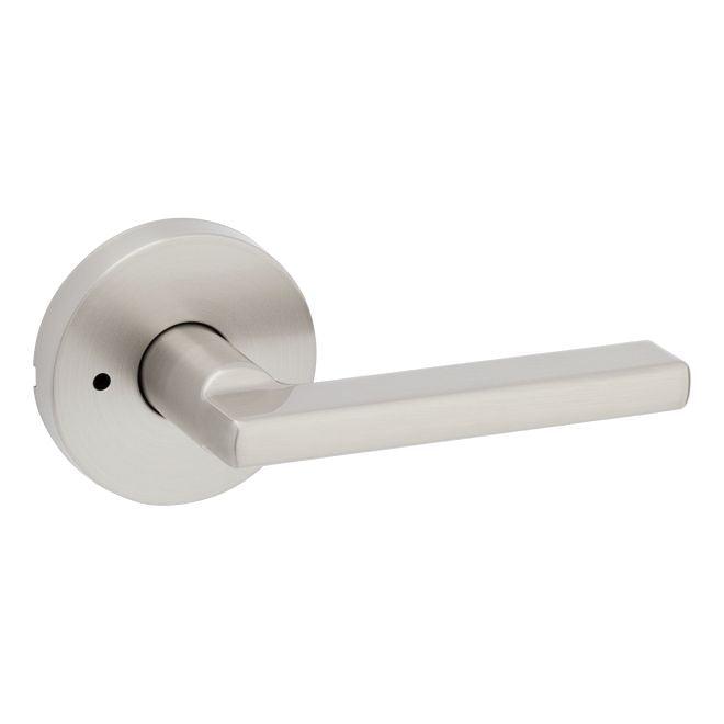 Kwikset Halifax Privacy Door Lever With Round Rosette in Satin Nickel finish