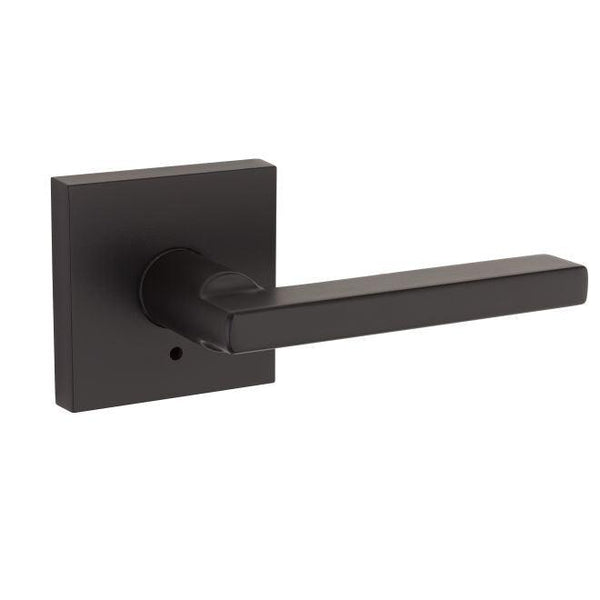 Kwikset Halifax Privacy Door Lever With Square Rosette in Matte Black finish