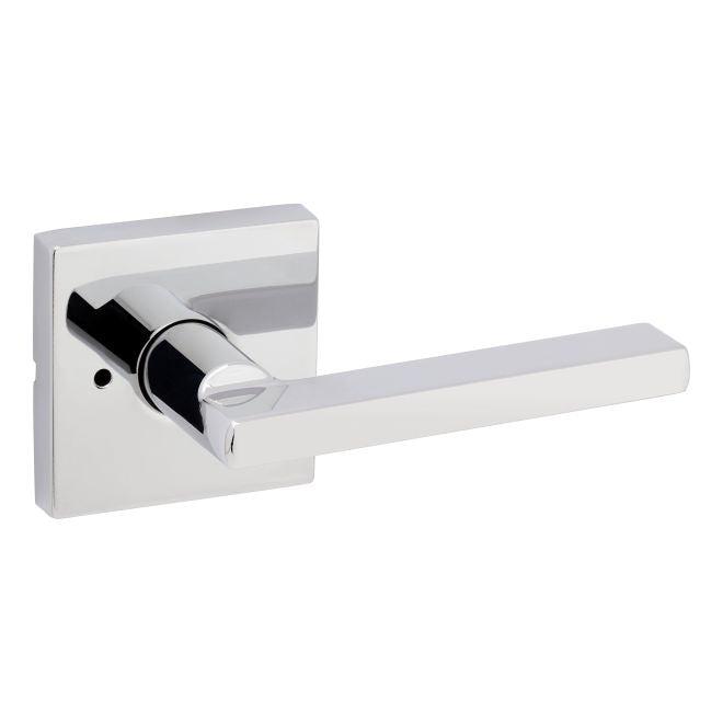 Kwikset Halifax Privacy Door Lever With Square Rosette in Polished Chrome finish