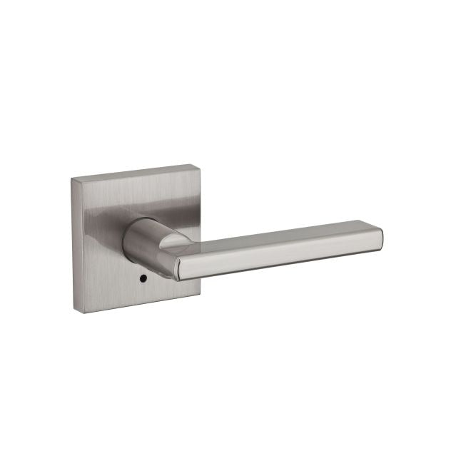 Kwikset Halifax Privacy Door Lever With Square Rosette in Satin Nickel finish