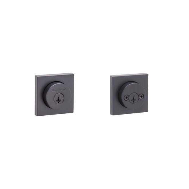 Kwikset Halifax Square Rosette Double Cylinder Deadbolt With SmartKey in Matte Black finish